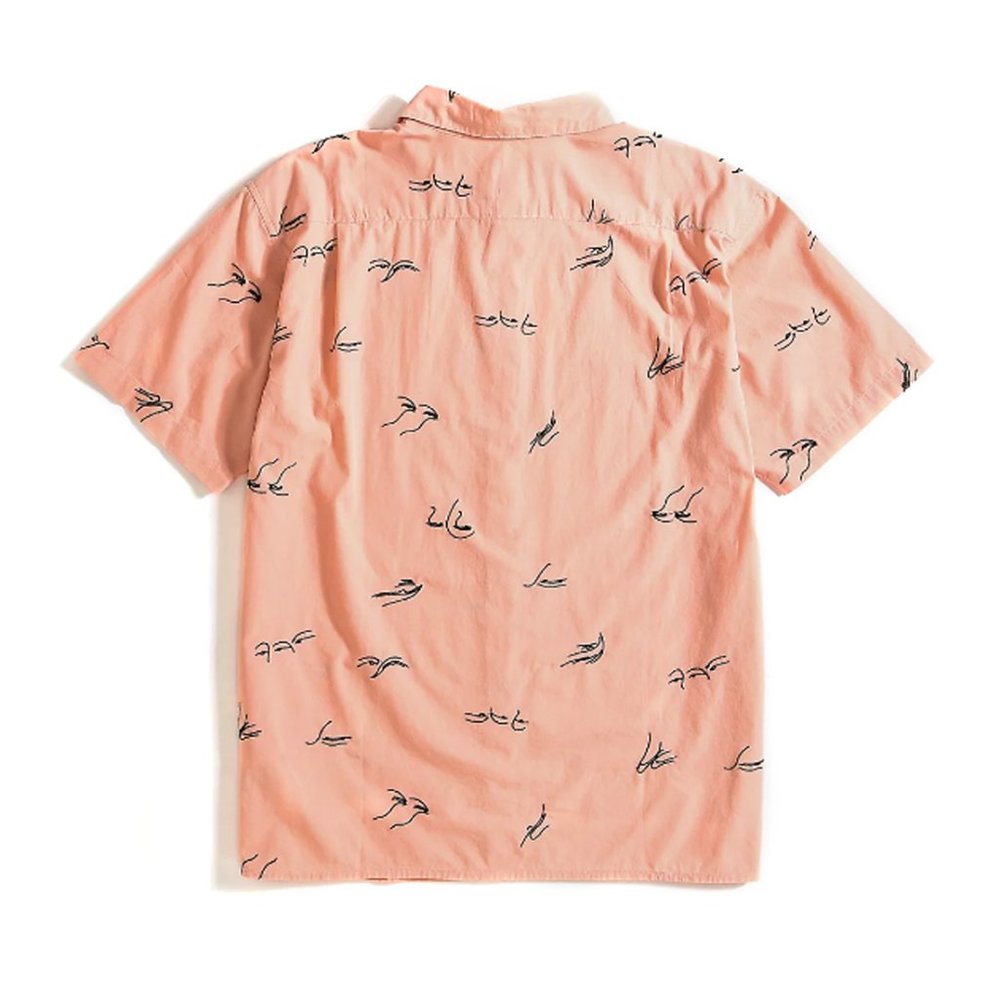 RVCA Men Short Sleeve  Button Johanna Gestures Pink  New With Tags - Picture 2 of 13